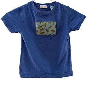 Vintage Kids T-Shirt Fish & Dinosaurs Changing Graphic 3T Blue